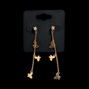 2 1/2 inch Butterfly Drop Dangle Earrings with Diamond Rhinestone